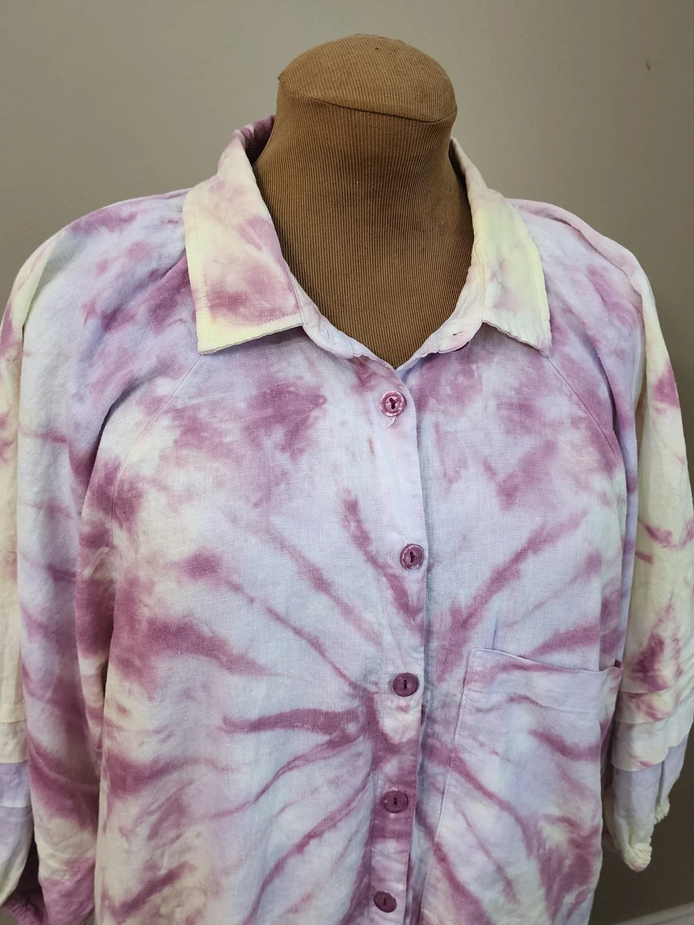 YFB Young Fabulous & Broke Beach Coverup Tie-Dye Shirt Dress Women Size S Linen - Picture 3 of 9